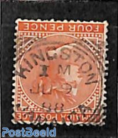 Jamaica 1883 4d, WM Crown-CA, Used KINGSTON, Used Stamps - Jamaique (1962-...)