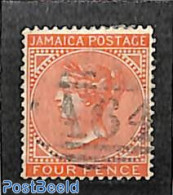 Jamaica 1883 4d, WM Crown-CA, Used A64 (=Port Antonio), Used Stamps - Jamaique (1962-...)