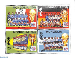 Mongolia 1994 WC Football 4v M/s, Mint NH, Sport - Football - Mongolie