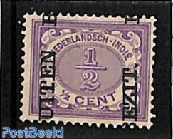 Netherlands Indies 1908 1/2c, Moved Overprint, Unused (hinged) - Other & Unclassified