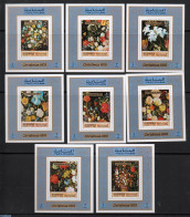 Manama 1970 Christmas, Flowerpaintings 8 S/s, Imperforated, Mint NH, Nature - Religion - Flowers & Plants - Christmas - Christmas