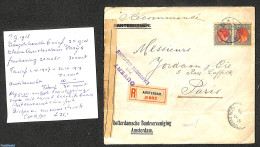 Netherlands 1915 Registered, Opened Letter From Amsterdam To Paris, Postal History - Brieven En Documenten