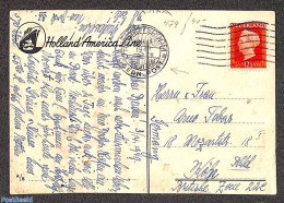 Netherlands 1949 Ocean Post, Holland America Line To Germany Br. Zone, Postal History, Transport - Ships And Boats - Covers & Documents