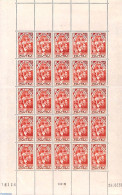France 1936 Yvert No. 312, Whole Sheet (hinged On Borders, All Stamps MNH), Mint NH - Ungebraucht