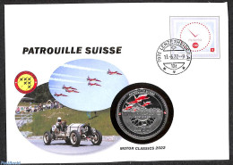 Switzerland 2022 Patrouilles Suisse Special Cover With Token (numisbrief), Postal History, Transport - Aircraft & Avia.. - Storia Postale