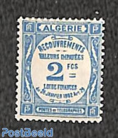 Algeria 1927 2Fr, Postage Due, Stamp Out Of Set, Unused (hinged) - Other & Unclassified