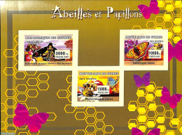 Guinea, Republic 2007 Bees & Butterflies 3v M/s, Imperforated, Mint NH, Nature - Bees - Butterflies - Autres & Non Classés