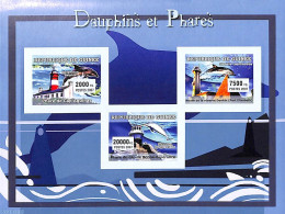 Guinea, Republic 2007 Dolphins & Lighthouses 3v M/s, Imperforated, Mint NH, Nature - Various - Sea Mammals - Lighthous.. - Leuchttürme