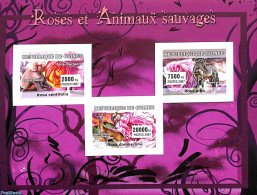 Guinea, Republic 2007 Roses & Animals 3v M/s, Imperforated, Mint NH, Nature - Animals (others & Mixed) - Flowers & Pla.. - Other & Unclassified