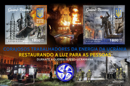 Guinea Bissau 2023 Heroic Savers Of Ukraine's Energy System, Mint NH, Science - Transport - Energy - Fire Fighters & P.. - Bombero