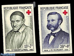 France 1958 Red Cross 2v, Imperforated, Mint NH, Health - Red Cross - Unused Stamps