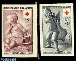 France 1955 Red Cross 2v, Imperforated, Mint NH, Health - Red Cross - Ongebruikt