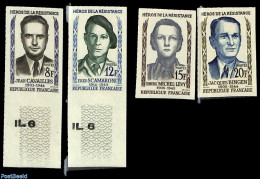 France 1958 Resistance Fighters 4v, Imperforated, Mint NH, History - World War II - Unused Stamps