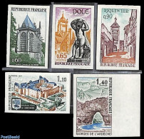 France 1971 Views 5v, Imperforated, Mint NH, Religion - Churches, Temples, Mosques, Synagogues - Art - Castles & Forti.. - Ongebruikt