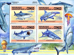 Congo Dem. Republic, (zaire) 2013 Sharks 4v M/s, Mint NH, Nature - Fish - Sharks - Fische