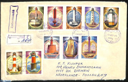 Russia, Soviet Union 1983 Registered Letter With Lighthouse Stamps, Postal History, Various - Lighthouses & Safety At .. - Cartas & Documentos