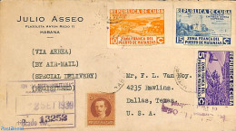 Cuba 1939 Airmail Registered Cover To USA, Postal History, Various - Lighthouses & Safety At Sea - Covers & Documents