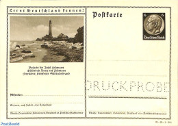 Germany, Empire 1934 Illustrated Postcard 6pf, Lighthouse, DRUCKPROBE, Unused Postal Stationary, Various - Lighthouses.. - Cartas & Documentos