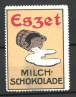 Reklamemarke Eszet Milchschokolade, Umgekipptes Milchfass  - Erinofilia