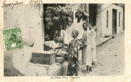 Tanzanie - Zanzibar - An Indian Shop - Timbre De Zanzibar 3 Cents - Bananes - Tanzanie