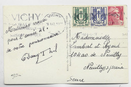 CHAINE 30C+50C+3FR GANDON CARTE VICHY 10.1.1947 AU TARIF - 1941-66 Coat Of Arms And Heraldry