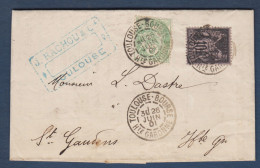 Haute Garonne - Mixte Sage Blanc Sur Lettre De Toulouse - 1877-1920: Semi Modern Period