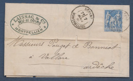 Hérault - Cachet  DEPART  MONTPELLIER - 1877-1920: Semi Modern Period