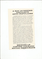 MAI 68 : TRACT DE L UNION DE LA JEUNESSE COMMUNISTE MARXISTE LENINISTE : A BAS LE REGIME GAULLISTE ANTI - POPULAIRE - Unclassified