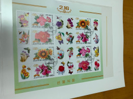 Korea Stamp Sheet Dragonflies Butterflies Bees Orchids CTO Or Used Sheet - Schmetterlinge