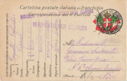 CARTOLINA FRANCHIGIA SCHIATORI ALPINI CENSURA 1917 POUR FRANCE NICE - Posta Militare (PM)