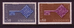 FRANZÖSISCH ANDORRA MI-NR. 208-209 POSTFRISCH(MINT) EUROPA 1968 KREUZBARTSCHLÜSSEL - 1968