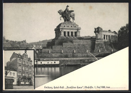 AK Koblenz, Hotel-Restaurant Deutsches Haus, Moselstr. 1, Denkmal Kaiser Wilhelm I.  - Koblenz