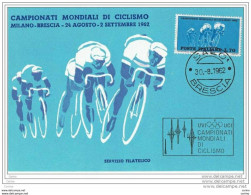 MILANO-BRESCIA:  24.8. / 2.09.1962  CARTOLINA  UFFICIALE  CAMPIONATI  MONDIALI  DI  CICLISMO  -  FG - Cycling