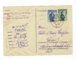 Österreich, 1949, Korresp.karte M. Eingedr. 20g/Trachten U. Zusatzfrankatur 10g/Trachten, Stempel Gross-Siegharts (11645 - Cartes Postales