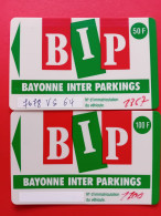 PIAF BIP BAYONNE INTER PARKINGS 50FF Et 100FF Cartes Magnetiques (BB0615 - Cartes De Stationnement, PIAF