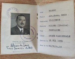 Rare Noble (Palatine) SMOM ID Passport 1951 Issued In Rome For A SMOM Knight ! - Verzamelingen