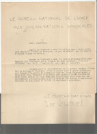 MAI 1968 : LA POLICE OCCUPE LA SORBONNE ....  LETTRE DU BUREAU NATIONAL DE L UNEF AUX ORGANISATIONS SYNDICALES - Unclassified