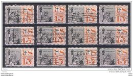 U.S.A.:  1959/61  AIR  MAIL  -  15 C. USED  STAMPS  -  REP. 12  EXEMPLARY  -  YV/TELL. 59 - 2a. 1941-1960 Usados