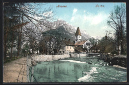 AK Bad Aussee, Ortspartie Mit Blick Zur Kirche  - Autres & Non Classés