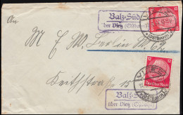 Landpost Balz-Süd über Vietz (Ostbahn) 11.9.34 Auf Brief - Storia Postale