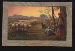 Tiere-AK Francois Millet: Auf Der Weide - Schafe, 15.2.1907 Nach Krefeld - Autres & Non Classés