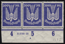 267 HAN Holztaube 200 Mark Als Unterrand-Dreierstreifen Mit HAN, Ungefaltet, ** - Unused Stamps