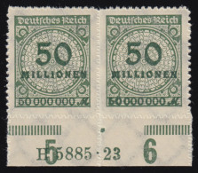 321B HAN Infla 50 Mio Mark Als Unterrand-Paar Mit HAN, Ungefaltet, ** - Unused Stamps