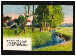 Landwirtschaft  Bauernhäuser Dorf Fluss Frau Im Wasser, Münster 23.5.1902 - Andere & Zonder Classificatie