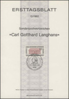 ETB 12/1982 Carl Gotthard Langhans, Baumeister - 1. Tag - FDC (Ersttagblätter)