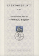 ETB 07/1981 Reinhold Begas, Bildhauer - 1e Jour – FDC (feuillets)