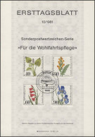 ETB 10/1981 Wofa, Moor-, Sumpfwiesen-, Wasserpflanzen - 1. Tag - FDC (Ersttagblätter)