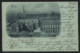 Mondschein-AK Wien, Panorama Von Oben  - Autres & Non Classés