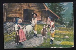 Tiere-AK Appenzeller Trachten: Kindergruppe Mit Ziegen, Gelaufen 1928 - Andere & Zonder Classificatie