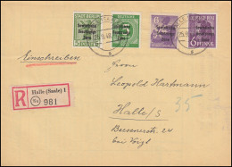 183+200A+201A+207 SBZ-Aufdrucke Auf Orts-R-Brief HALLE (SAALE) 1 - 25.9.1948 - Autres & Non Classés